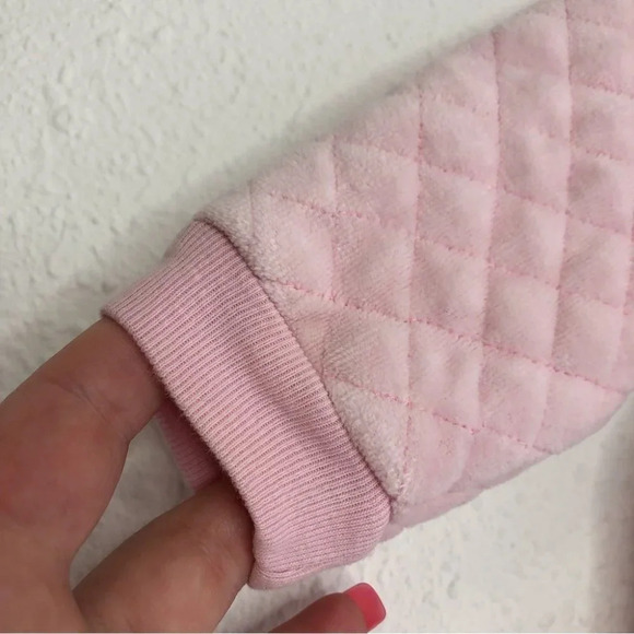 Nordstrom Baby bunting pink quilted velour fleece lined hood size 6 months - Picture 9 of 11
